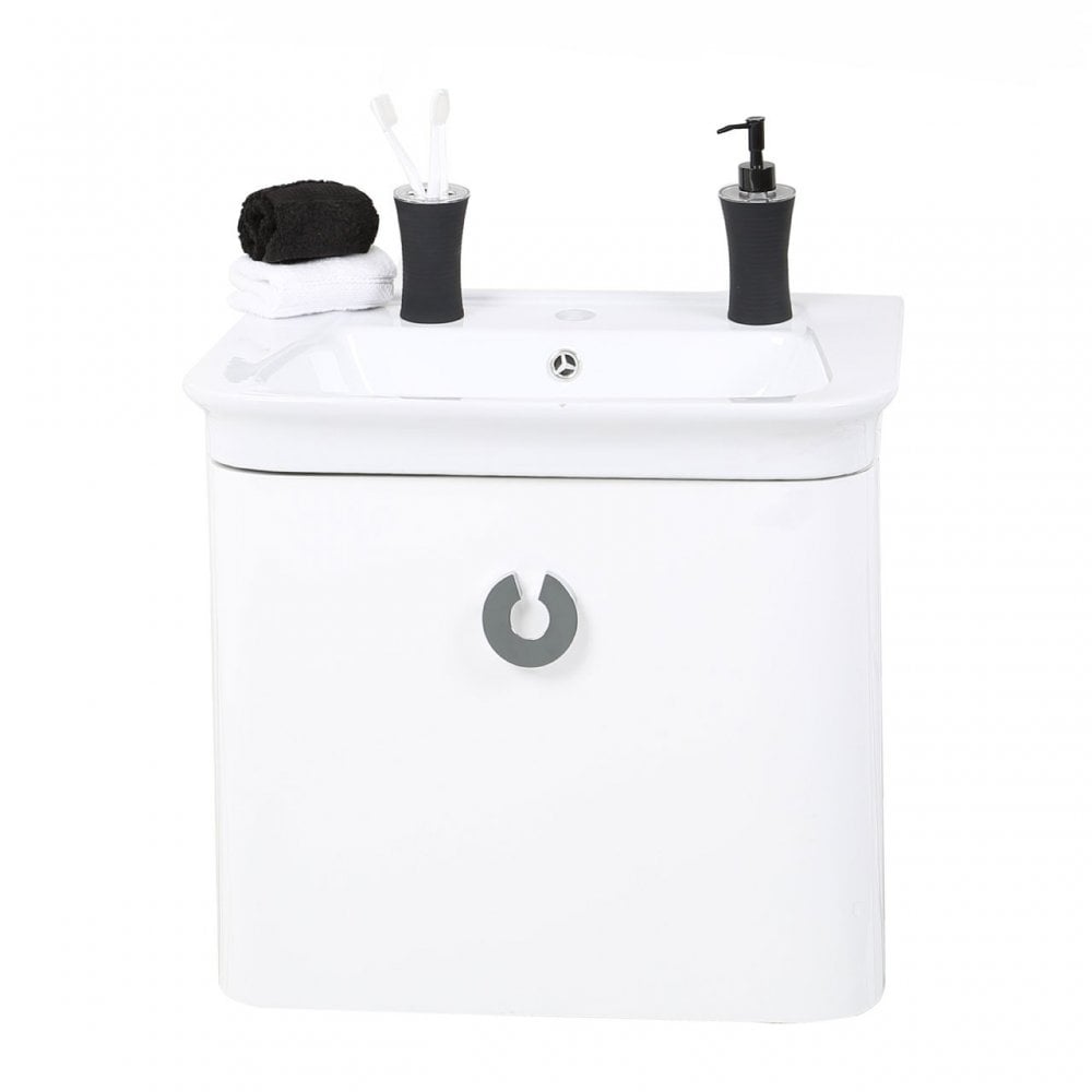 Glare Under Basin Cabinet Set, Ceramic, High Gloss, White