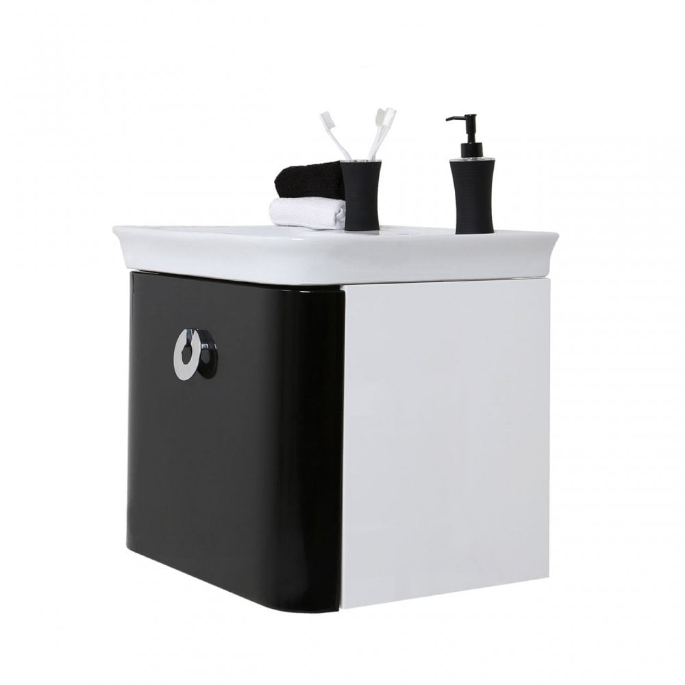 Glare Under Basin Cabinet Set, Ceramic, High Gloss, Black