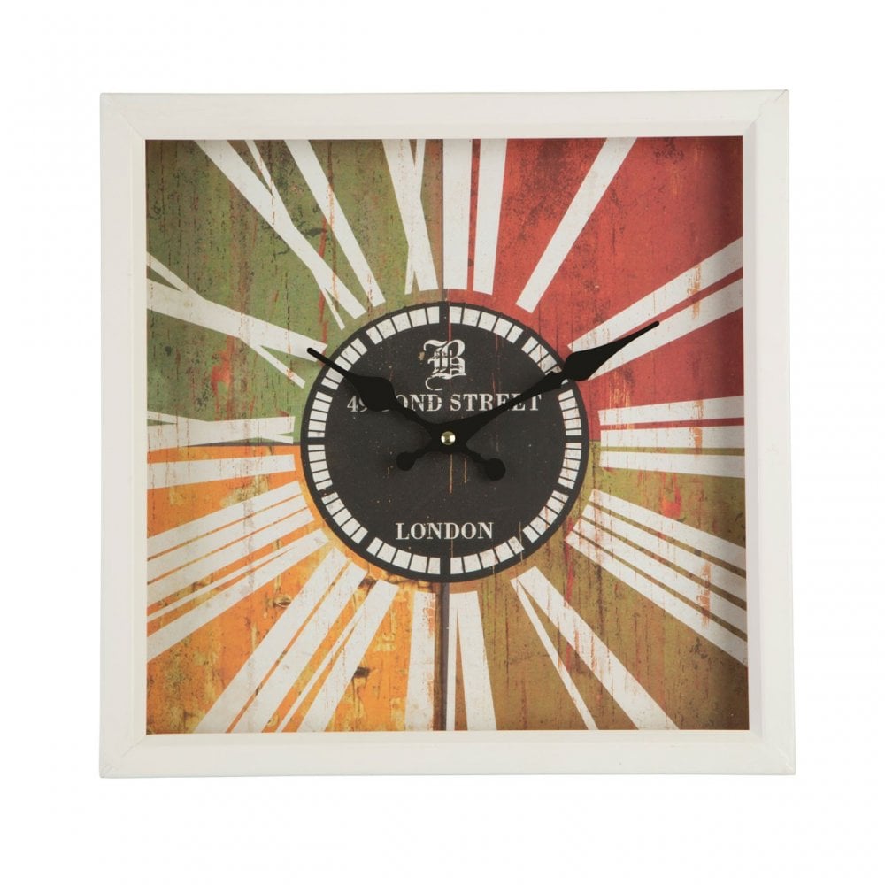 Bond Street Wall Clock, Glass, Iron, Paper, Cream