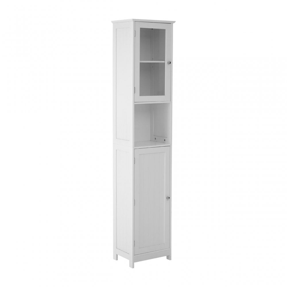 Floor Standing Tall Cabinet, Wood, White