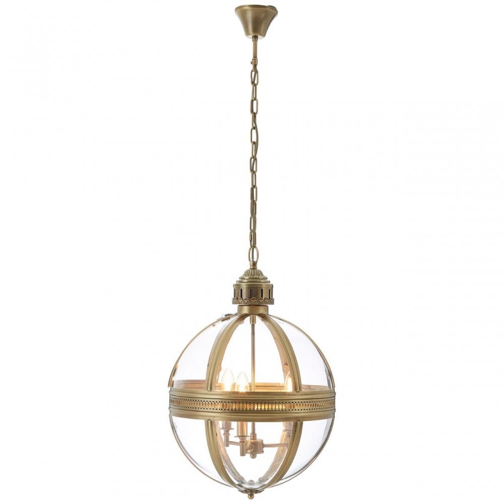 Townhouse Pendant Light, Glass, Iron, Brass