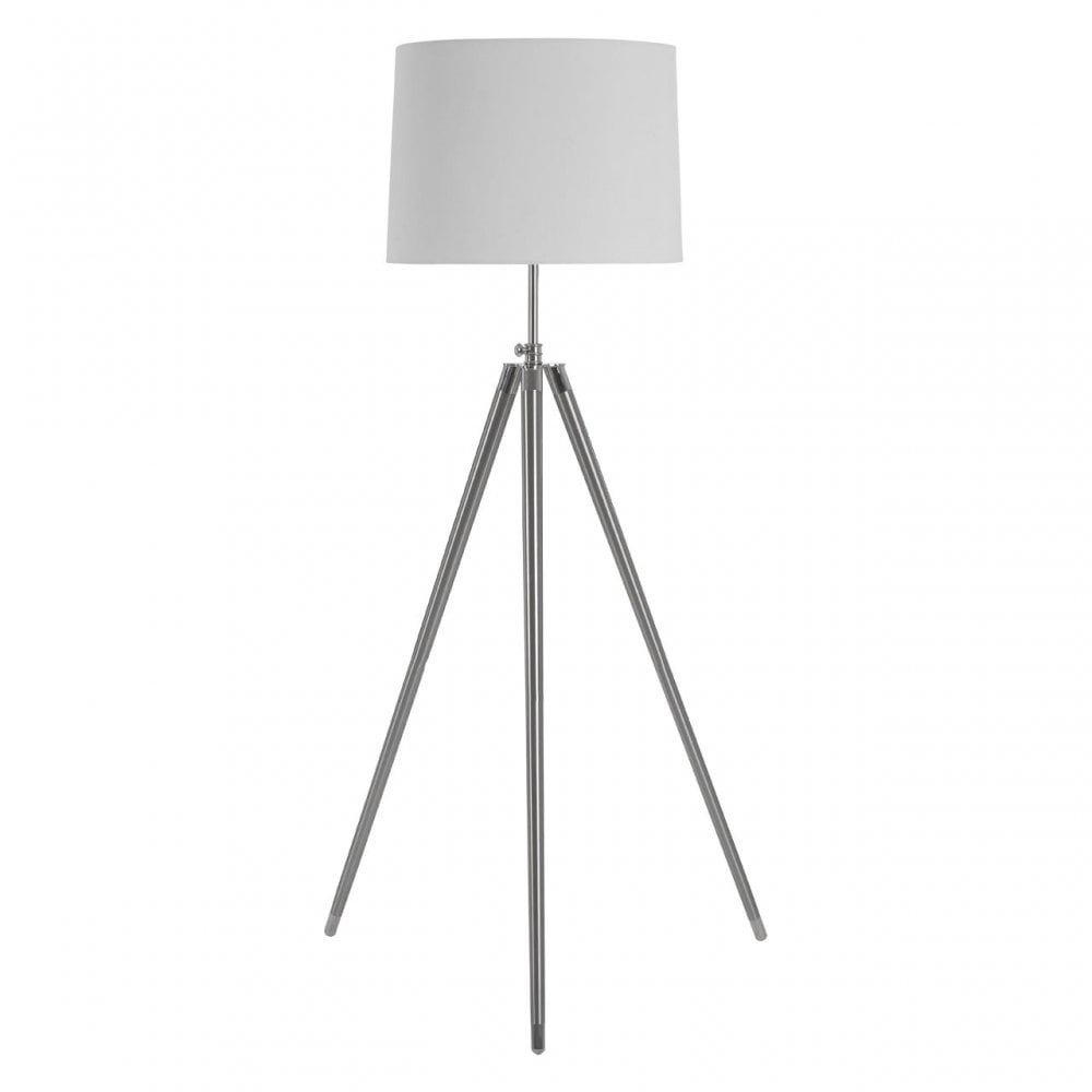 Unique Tripod Floor Lamp - EU Plug, Iron, Linen, Cream