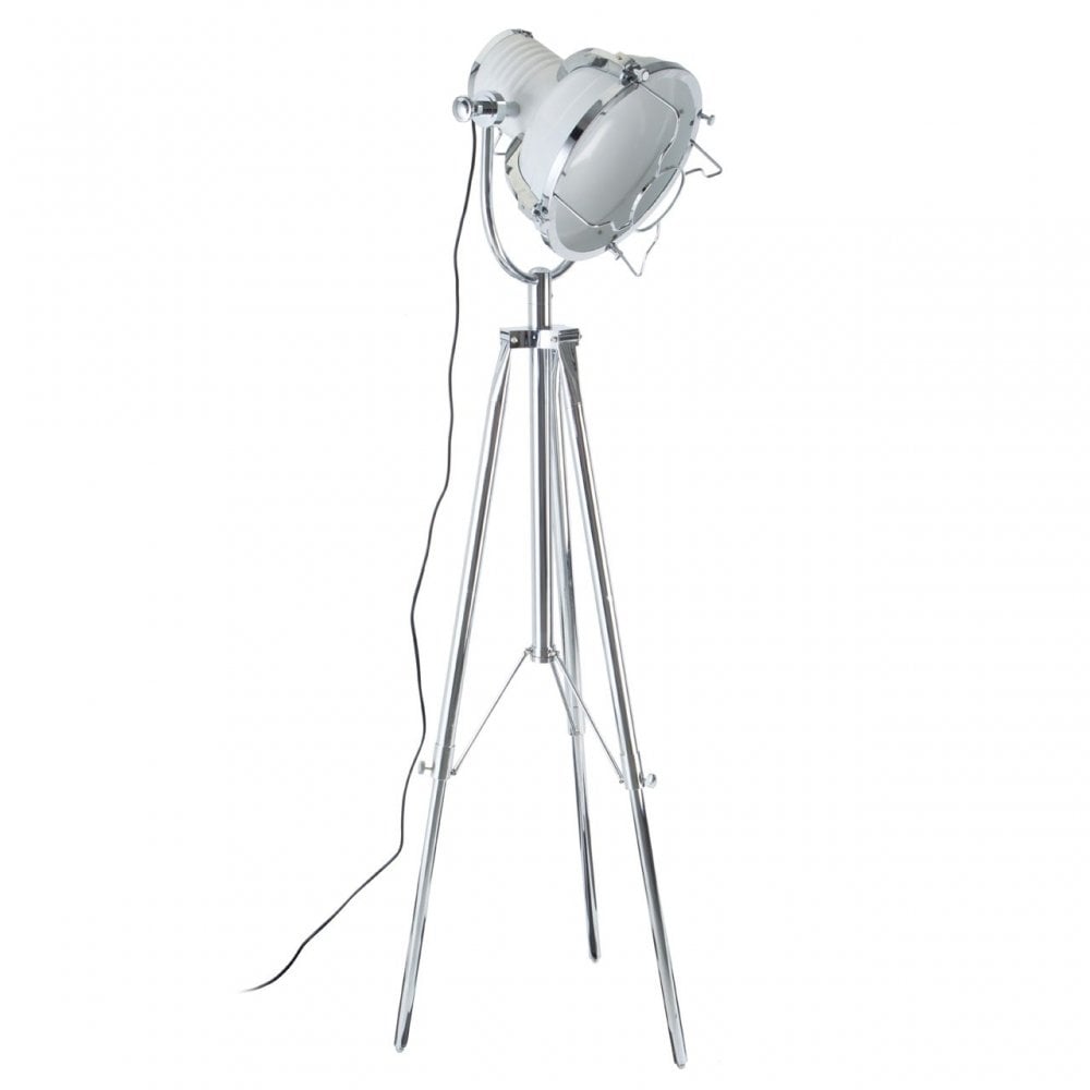 Sprocket Tripod Floor Lamp, Metal, White