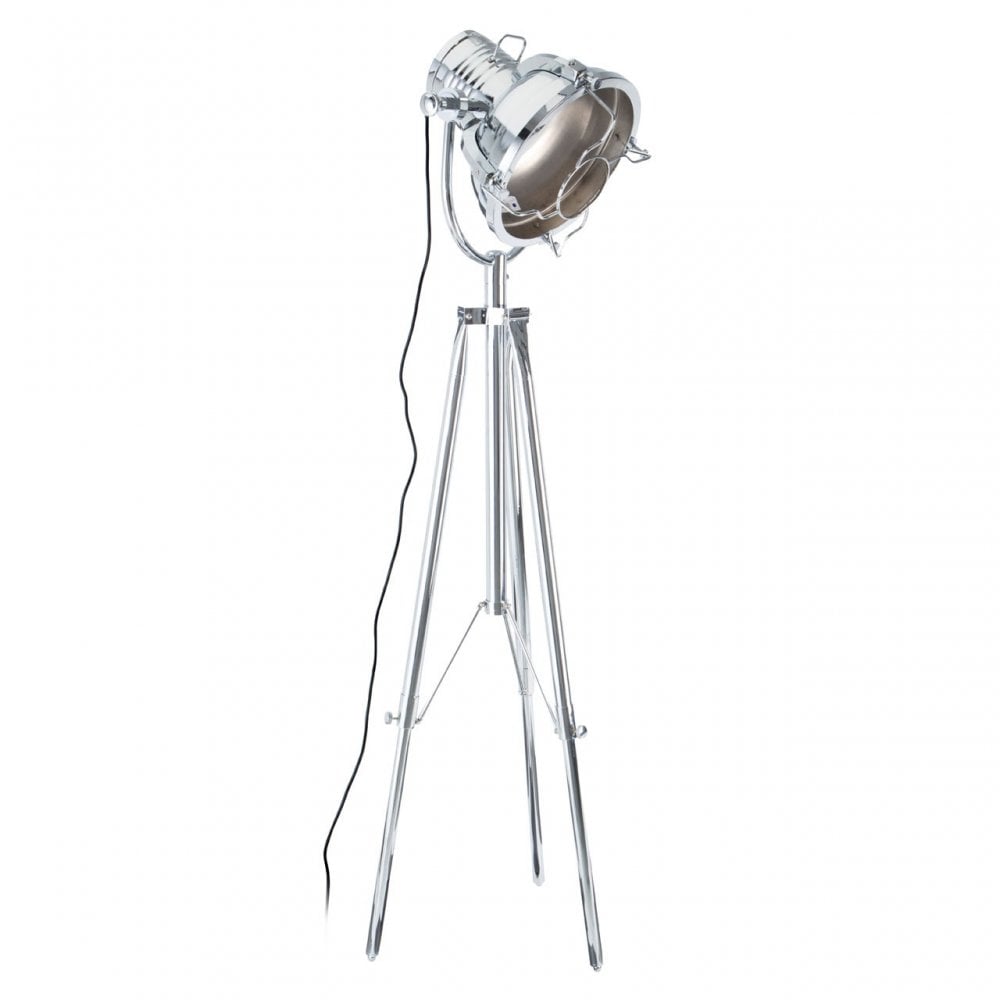 Sprocket Tripod Floor Lamp, Metal, Silver