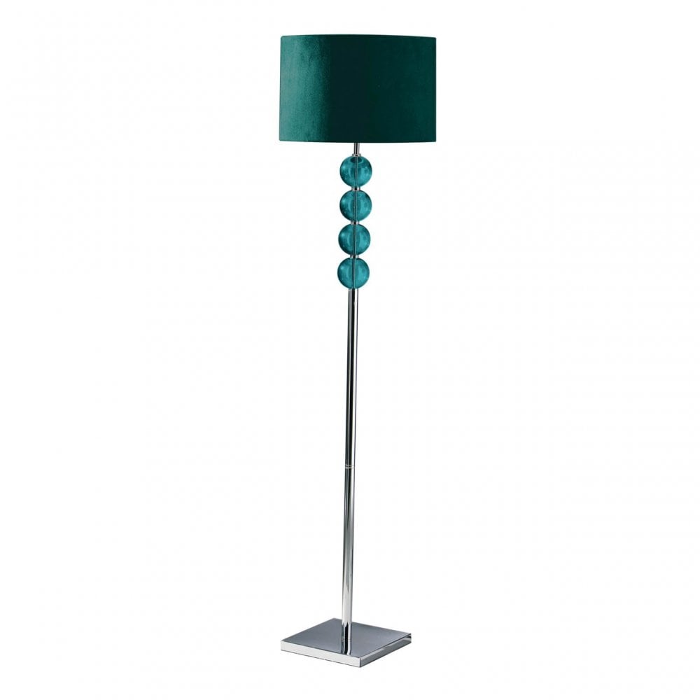 Mistro Floor Lamp, Stainless Steel, Suede, Teal