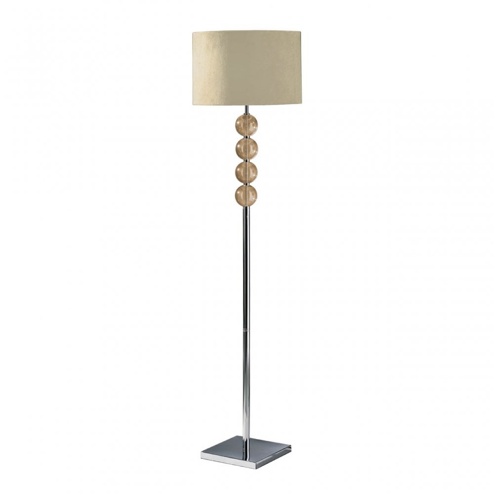 Mistro Floor Lamp, Chrome, Suede, Cream