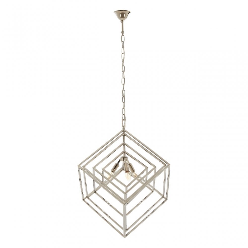 Kamara Multi Box Design Chandelier, Stainless Steel, Silver