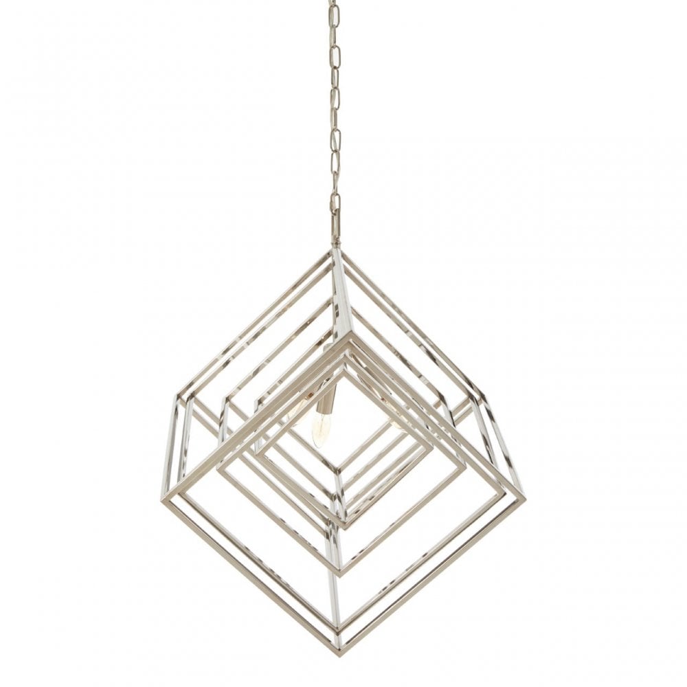 Kamara Multi Box Design Chandelier, Stainless Steel, Silver