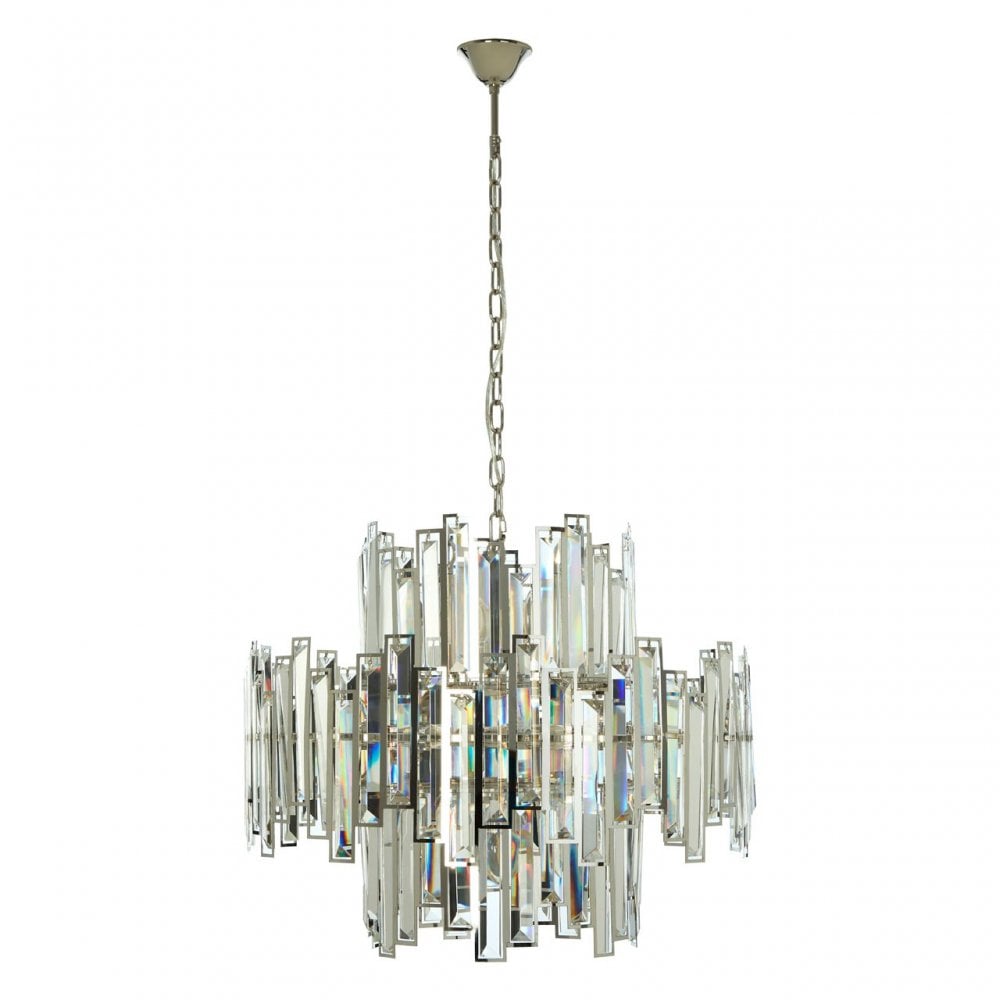 Kelona Large Chandelier, Crystal, Stainless Steel, Silver