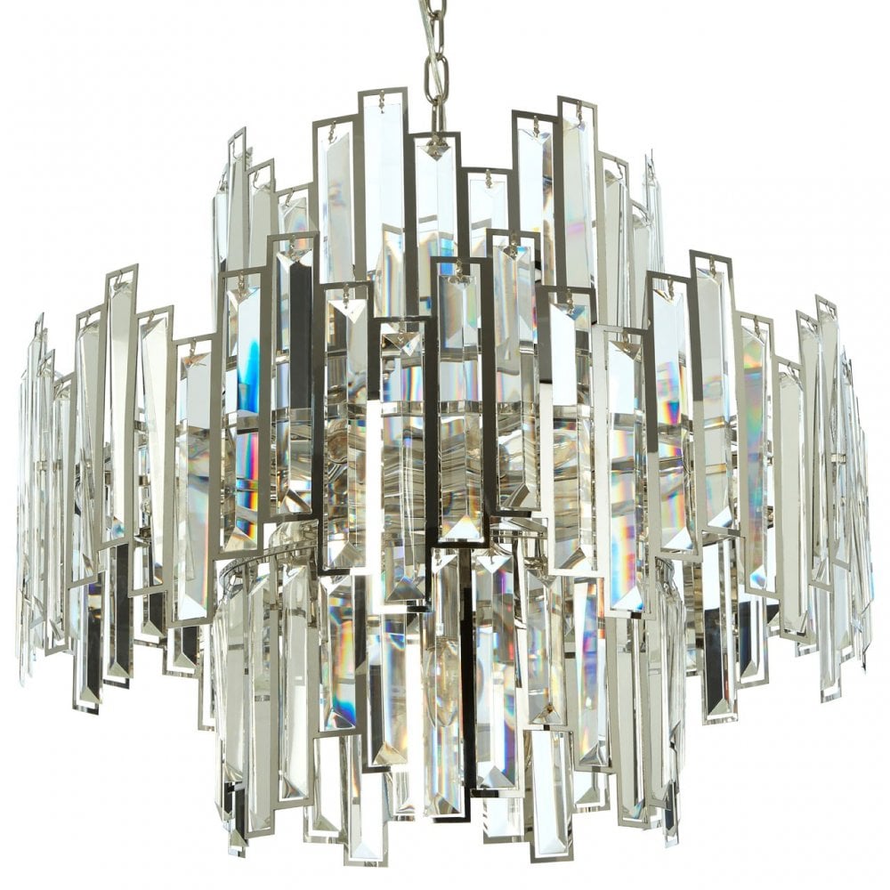 Kelona Large Chandelier, Crystal, Stainless Steel, Silver