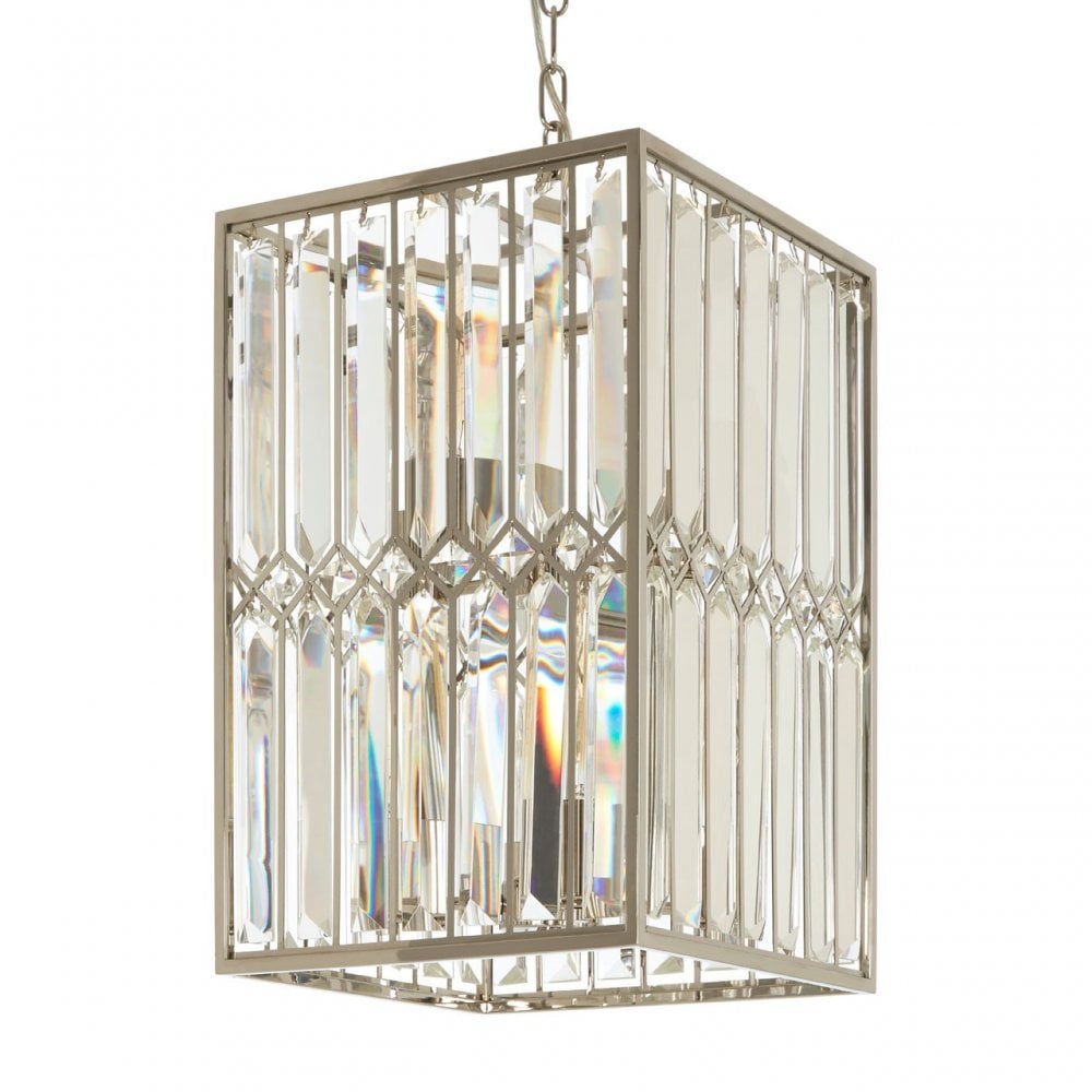 Marentina Cylindrical Chandelier, Crystal, Stainless Steel, Silver