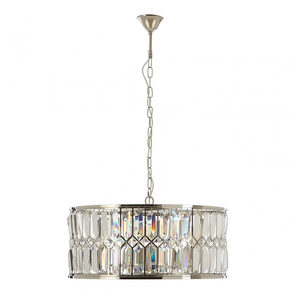 Marentina Round Chandelier, Crystal, Stainless Steel, Silver