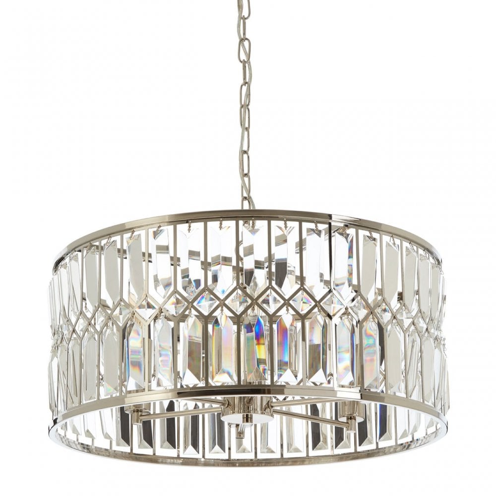 Marentina Round Chandelier, Crystal, Stainless Steel, Silver