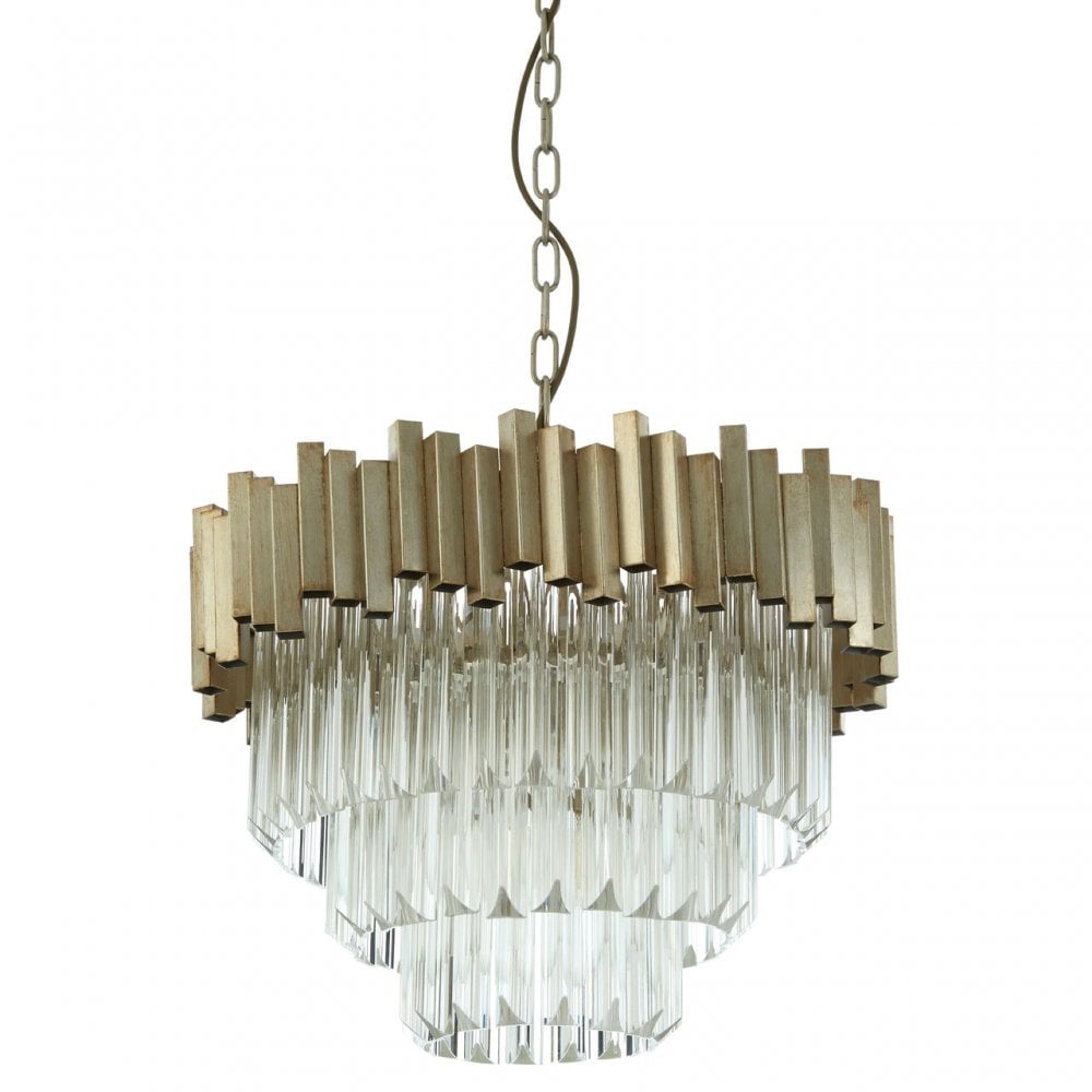 Lustra Large Silver Finish Chandelier, Glass, Iron, Silver