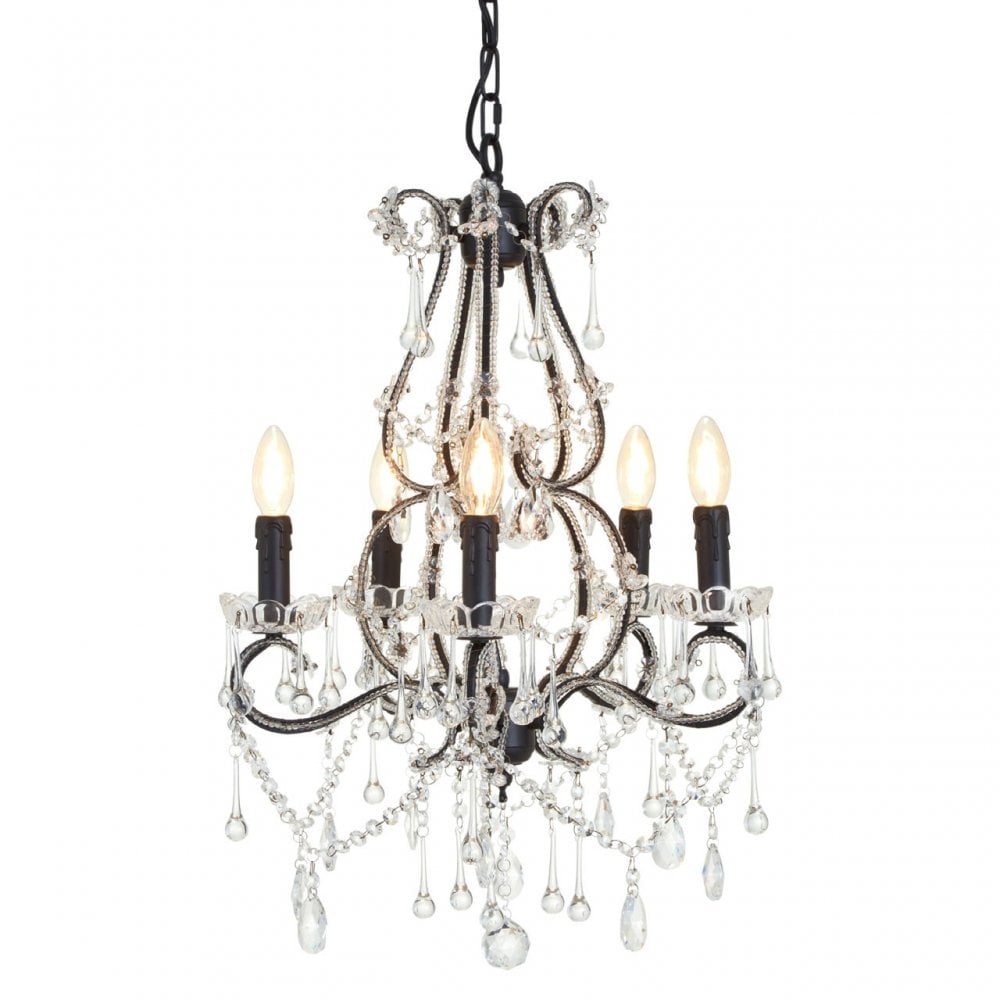 Tuskin Chandelier, Iron, K9 Crystal, Black