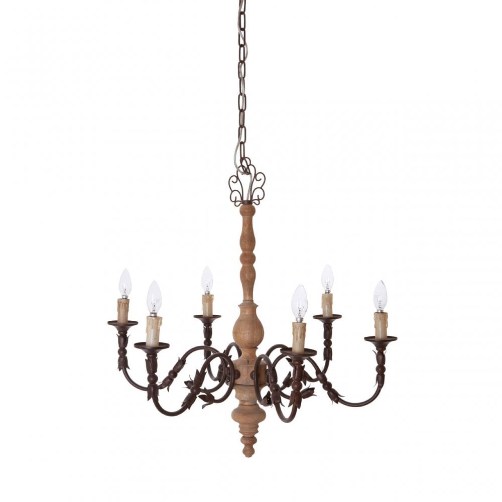 Paulette Chandelier, Wood, Brown