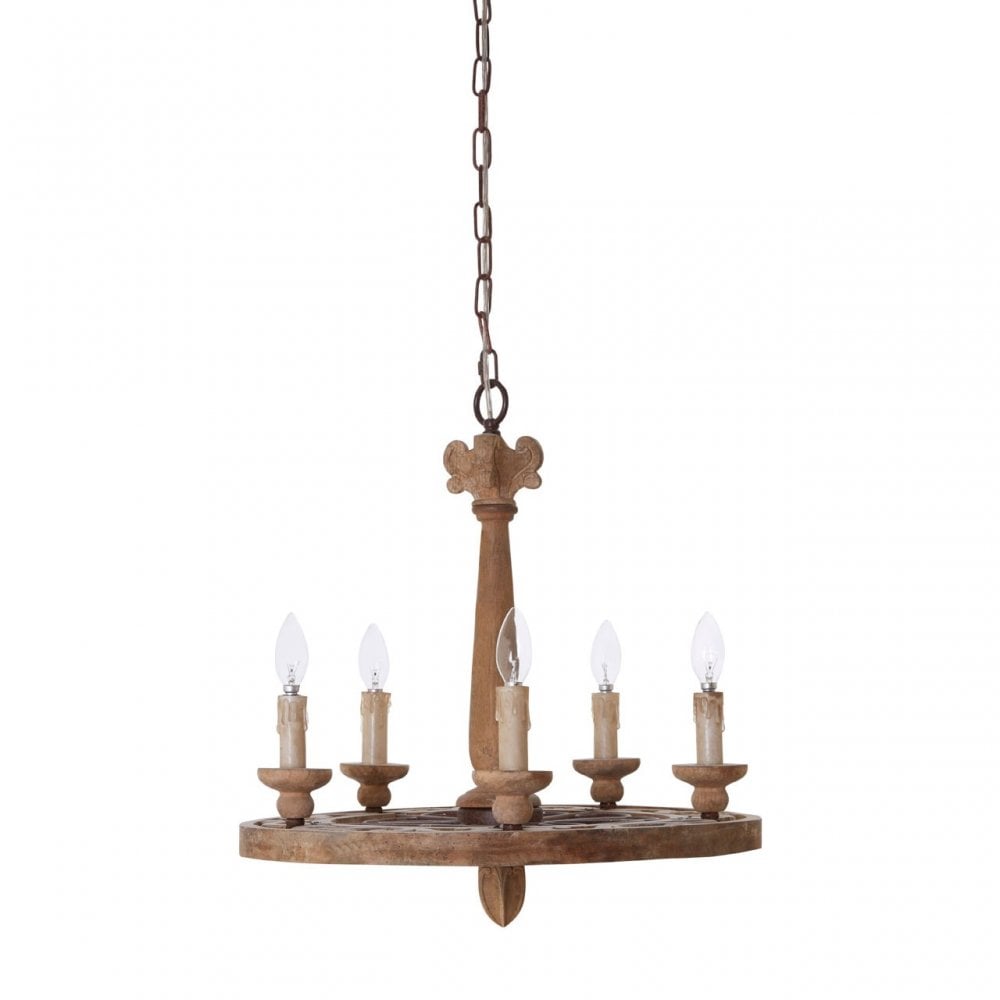 Paxton Chandelier, Wood, Brown