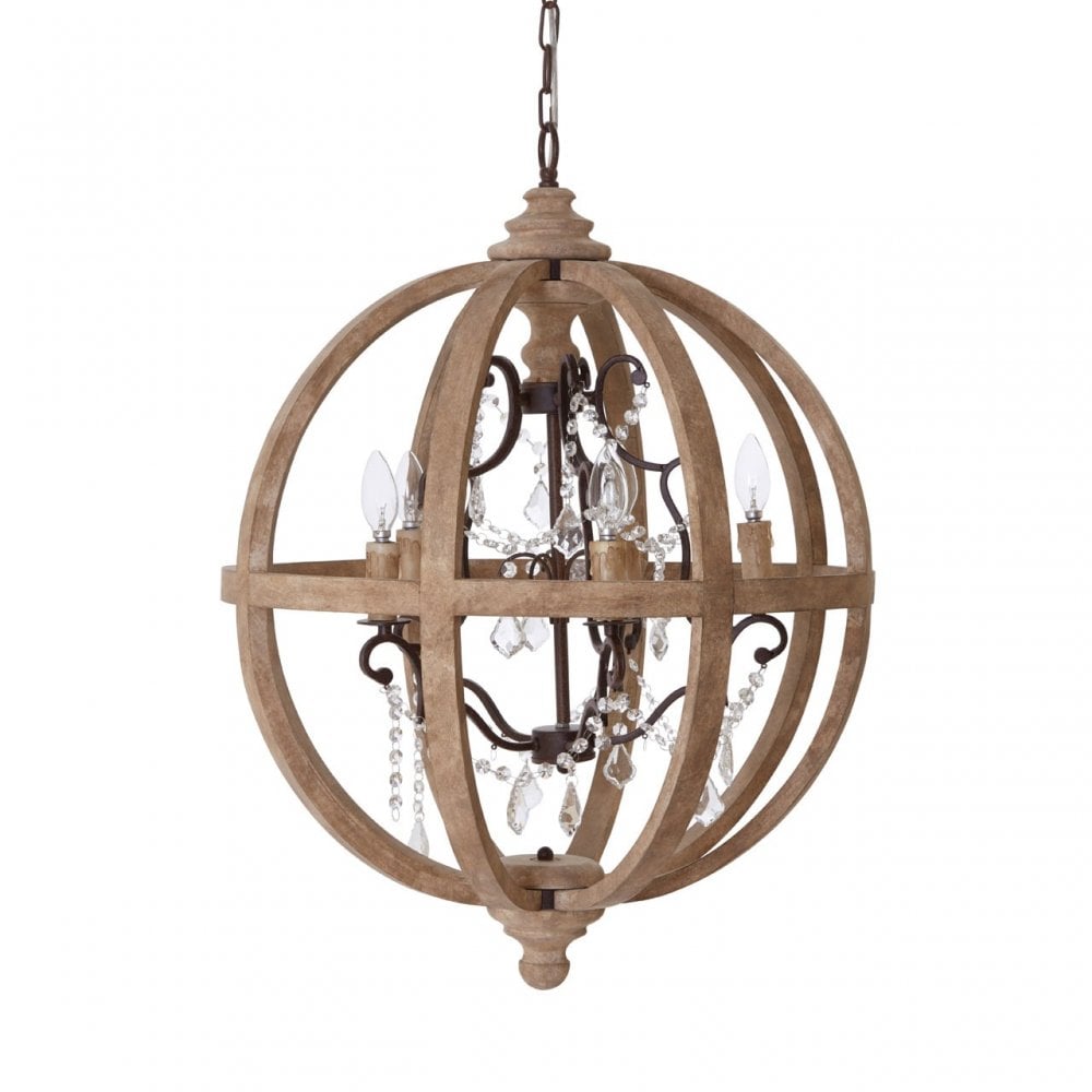 Pia Chandelier, Wood, Brown