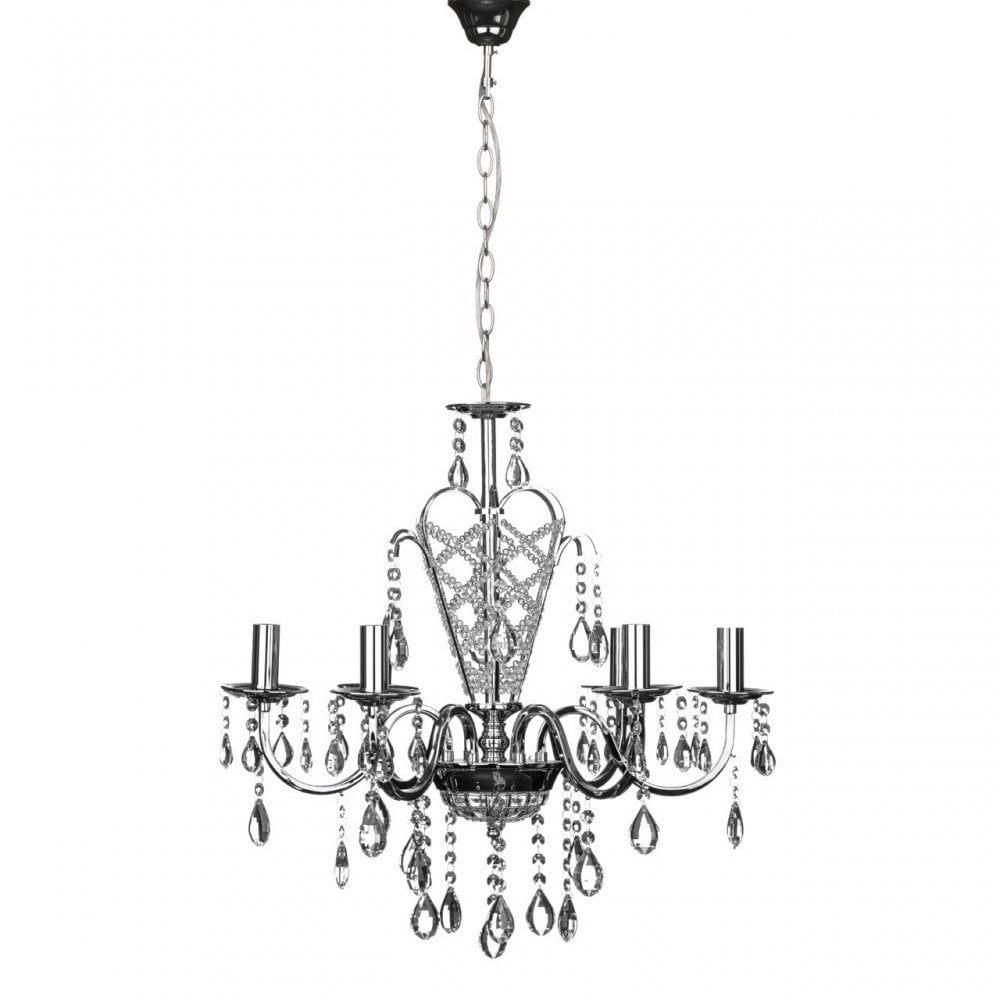 Carrington Chandelier, Chrome, Crystal, Silver