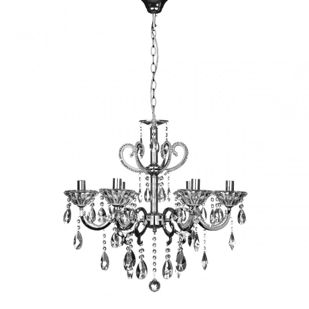 Kendall Chandelier, Chrome, Crystal, Silver