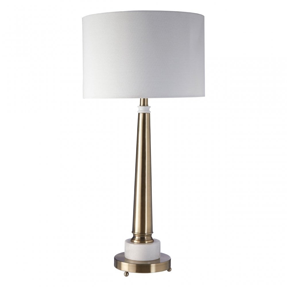 Classic Table Lamp, Iron, Linen, Marble, Brass