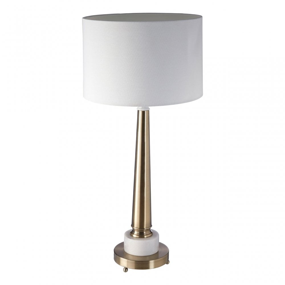 Classic Table Lamp, Iron, Linen, Marble, Brass