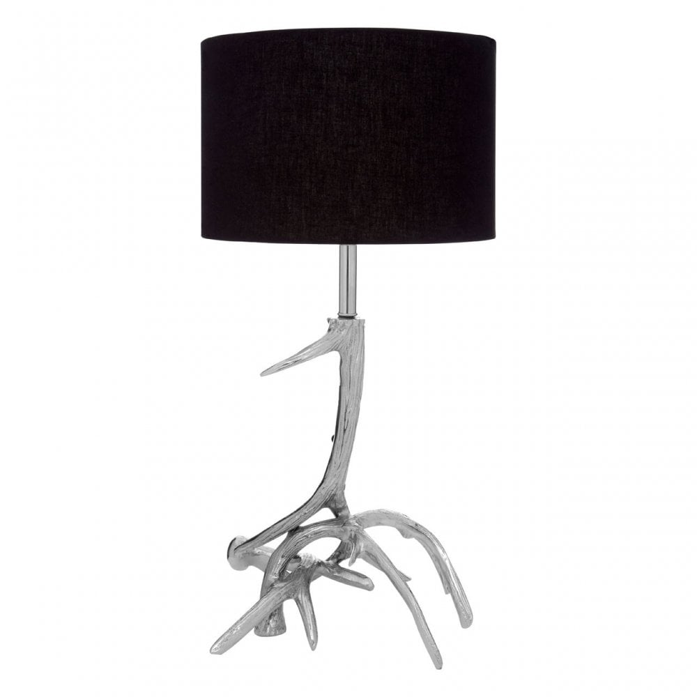 Table Lamp with Antler Base, Aluminium, Nickel, Silver