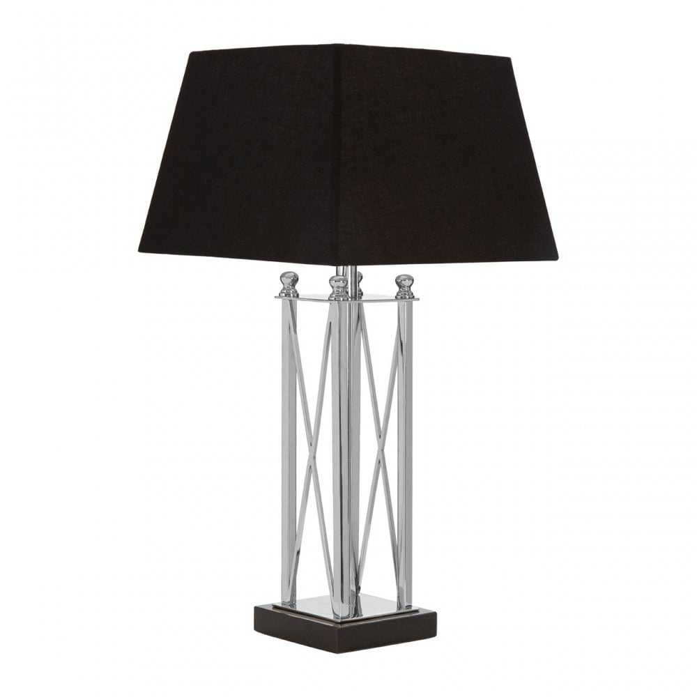 Hoffmann Table Lamp, Fabric and PVC, Granite, Iron, Stainless Steel, Silver