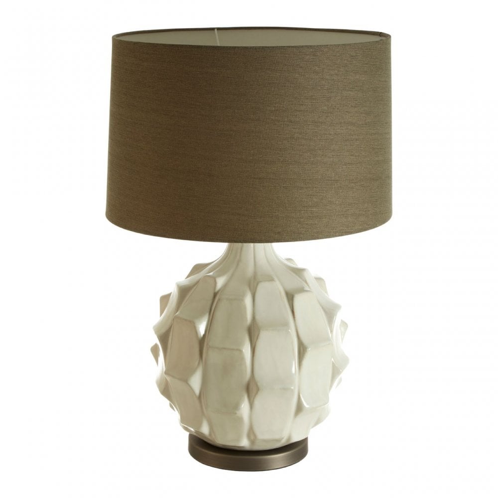 Usha Table Lamp, Ceramic, Fabric, Grey