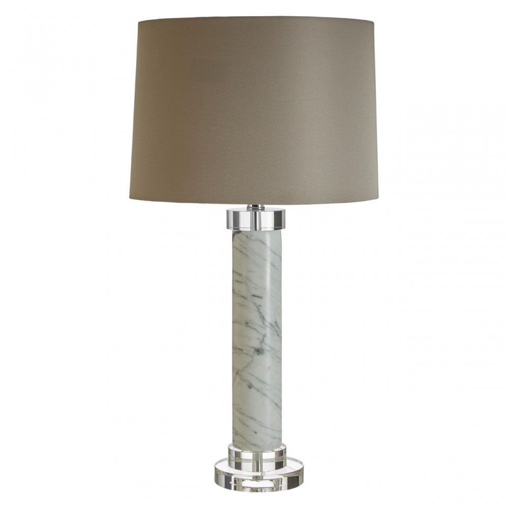 Ursina Table Lamp, Fabric, Marble, Grey