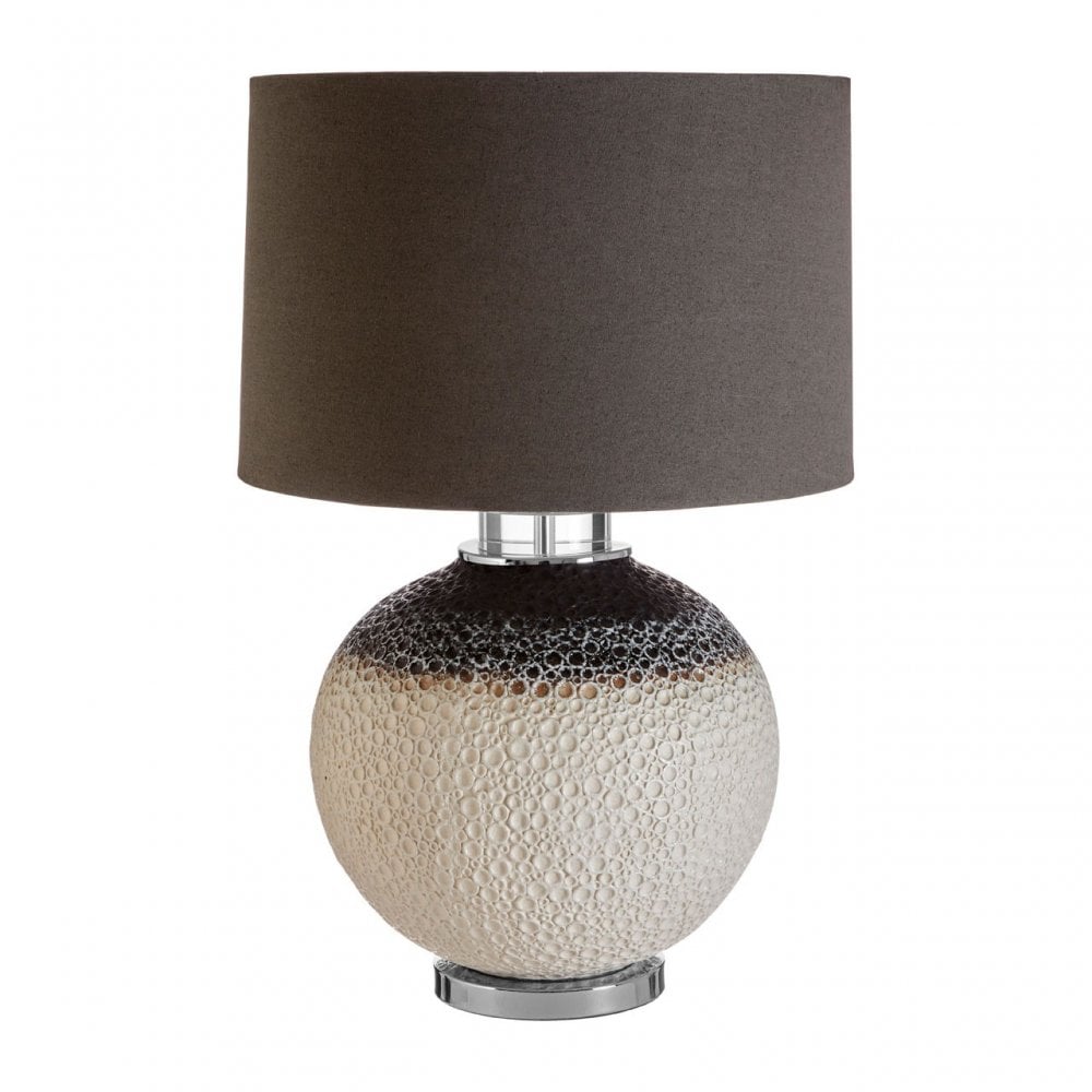 Uli Table Lamp with EU Plug, Ceramic, Fabric, Grey