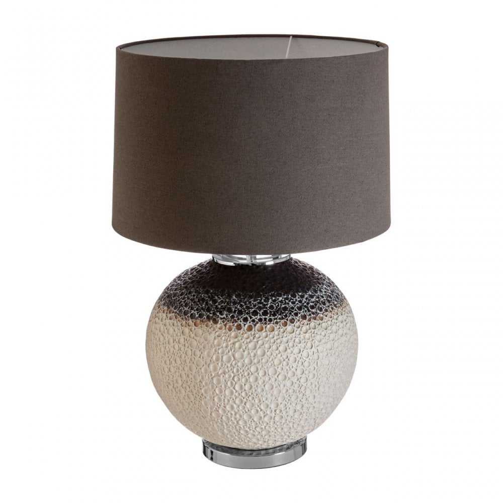 Uli Table Lamp with EU Plug, Ceramic, Fabric, Grey