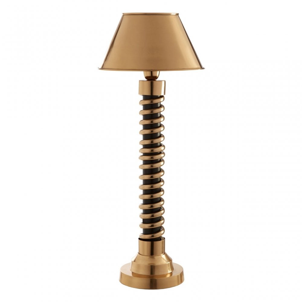 Macey Spiral Table Lamp with Empire Shade, Aluminium, Iron, Stainless Steel, Gold