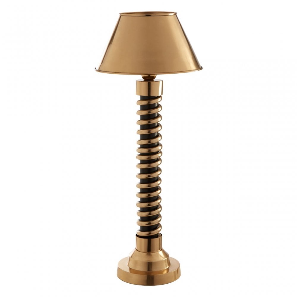 Macey Spiral Table Lamp with Empire Shade, Aluminium, Iron, Stainless Steel, Gold