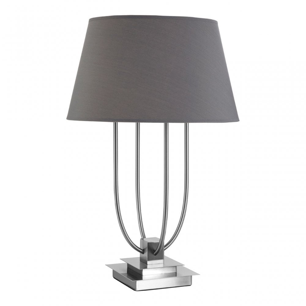 Buffet Regents Grey Shade Table Lamp, Metal, Silver