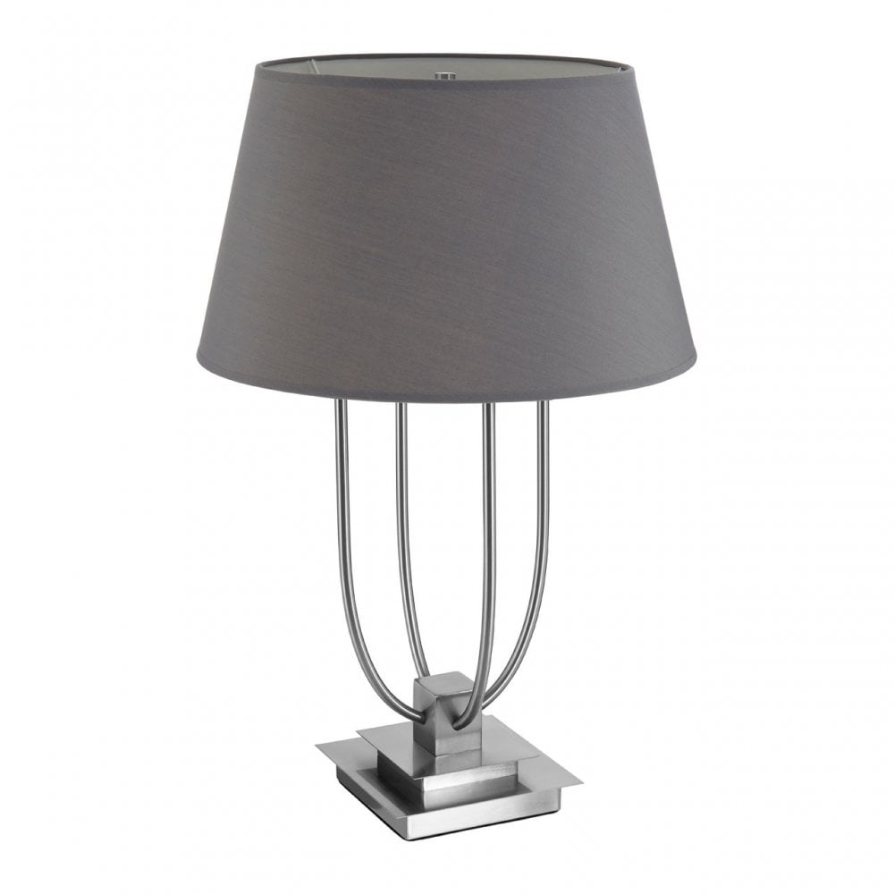 Buffet Regents Grey Shade Table Lamp, Metal, Silver