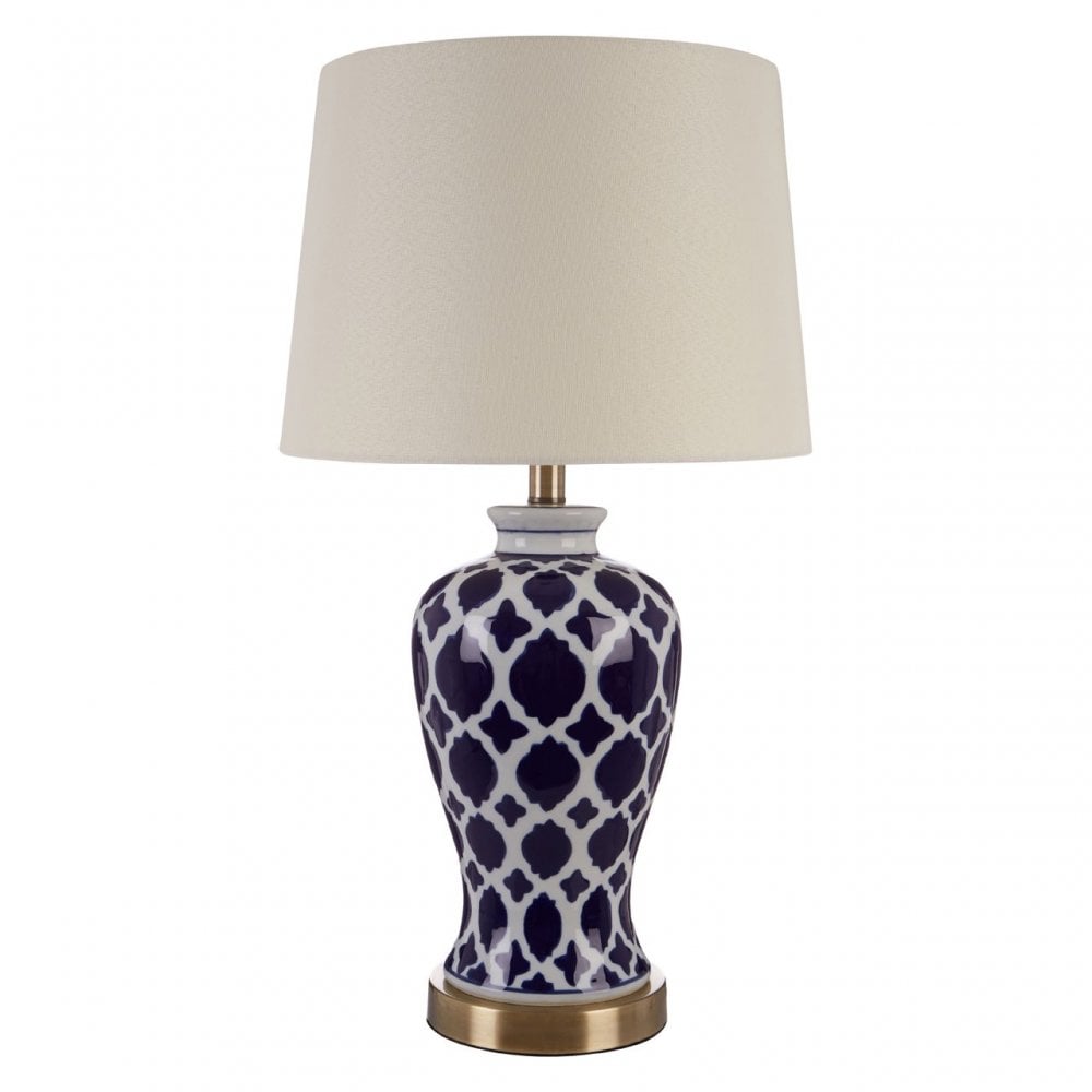 Paloma Table Lamp, Ceramic, Linen, Blue