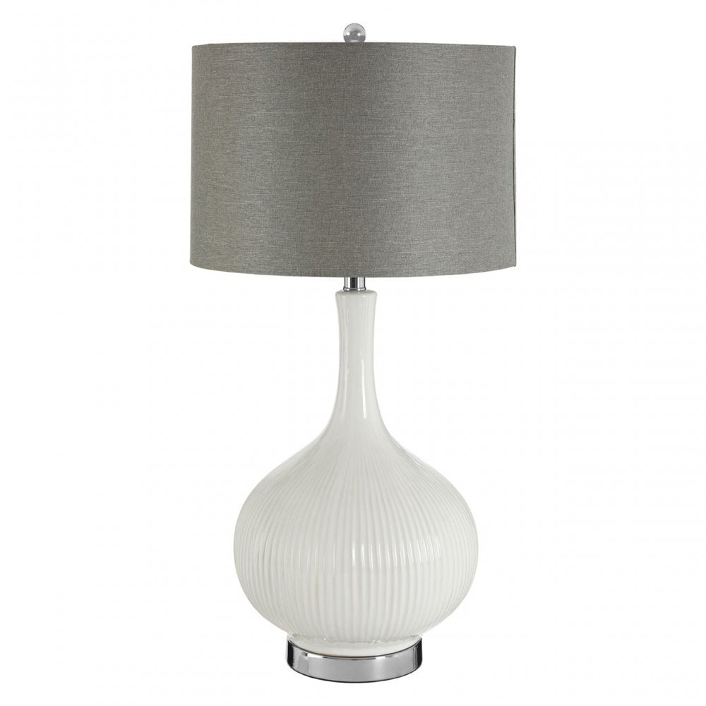 Pandora Table Lamp, Ceramic, Silk, White