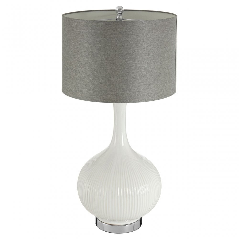 Pandora Table Lamp, Ceramic, Silk, White