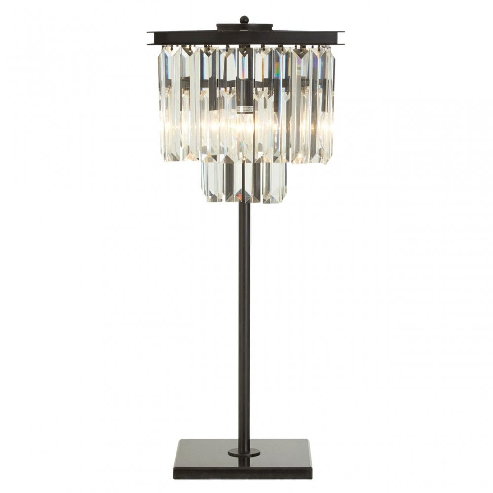 Tuskin Table Lamp, Crystal, Iron, Black