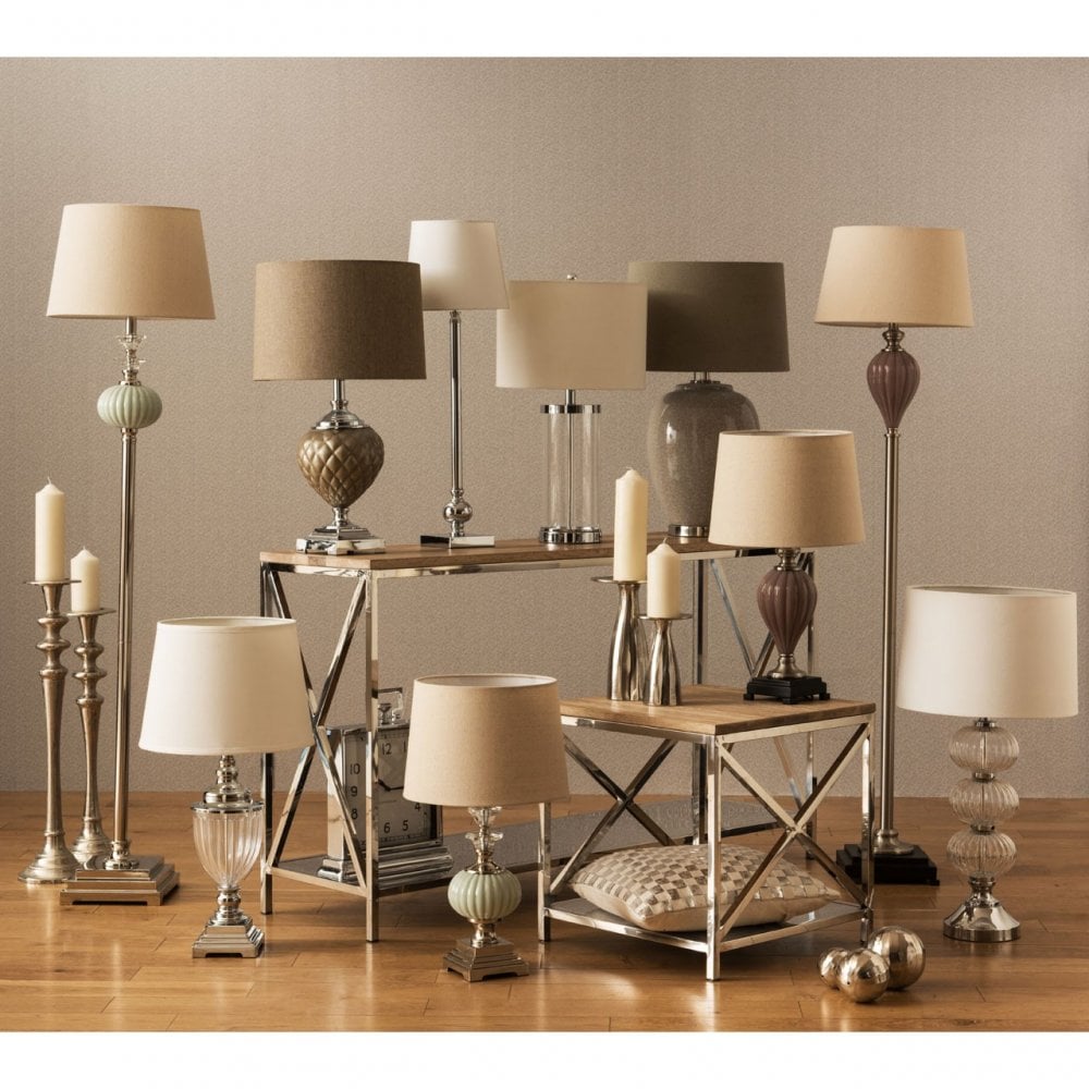 Ulla Table Lamp, Glass, Iron, Linen