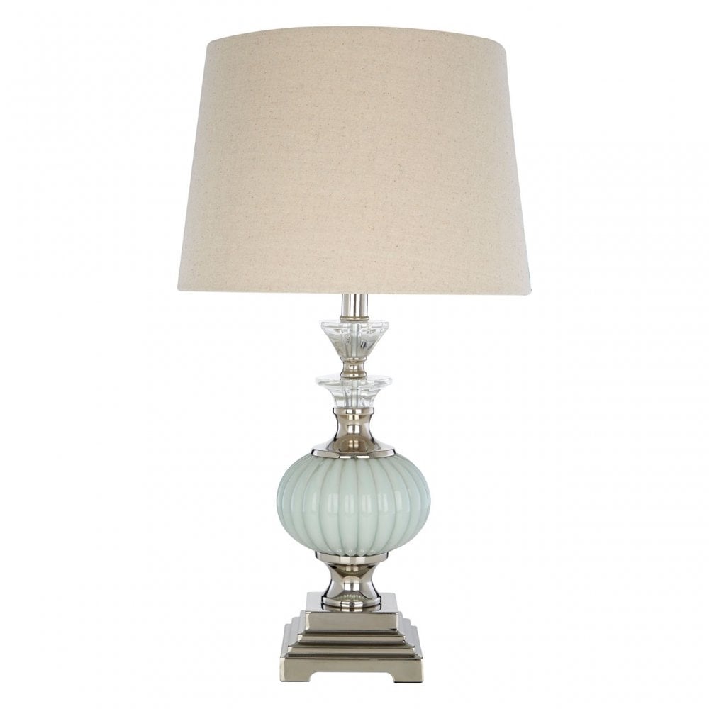 Ulyana Table Lamp, Crystal, Glass, Iron, Linen