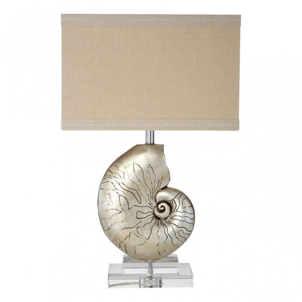 Shelley Table Lamp - EU Plug, Crystal, Linen, Polystone, Natural