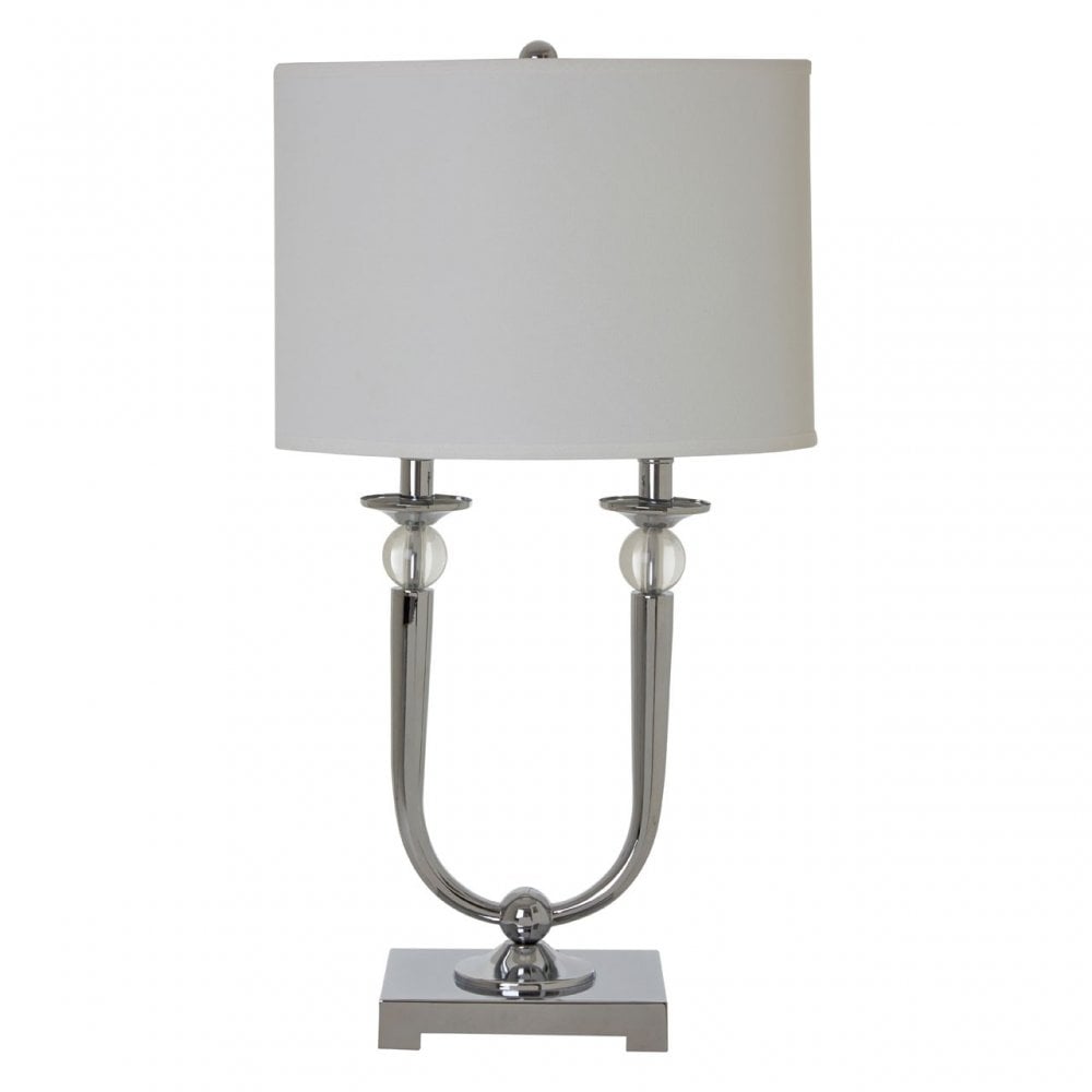 Lene Table Lamp, Chromed Fabric