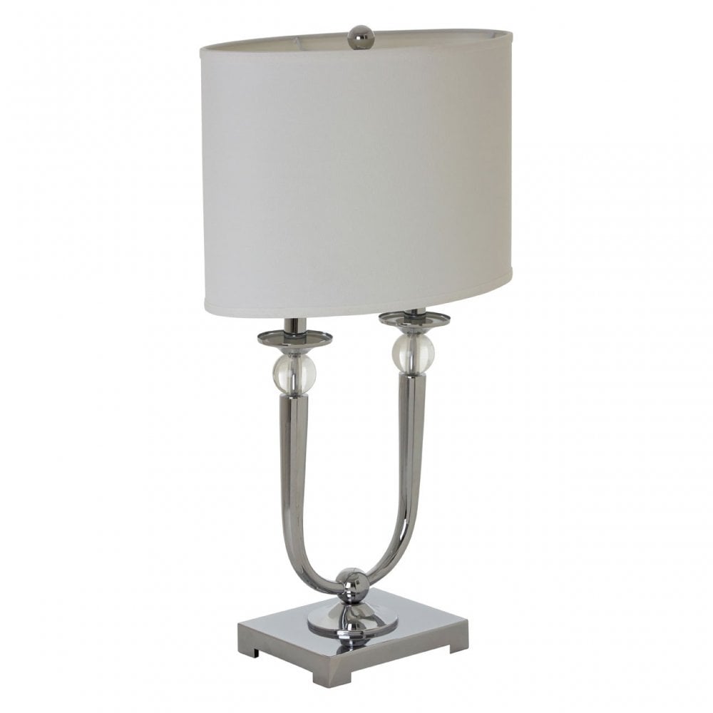 Lene Table Lamp, Chromed Fabric