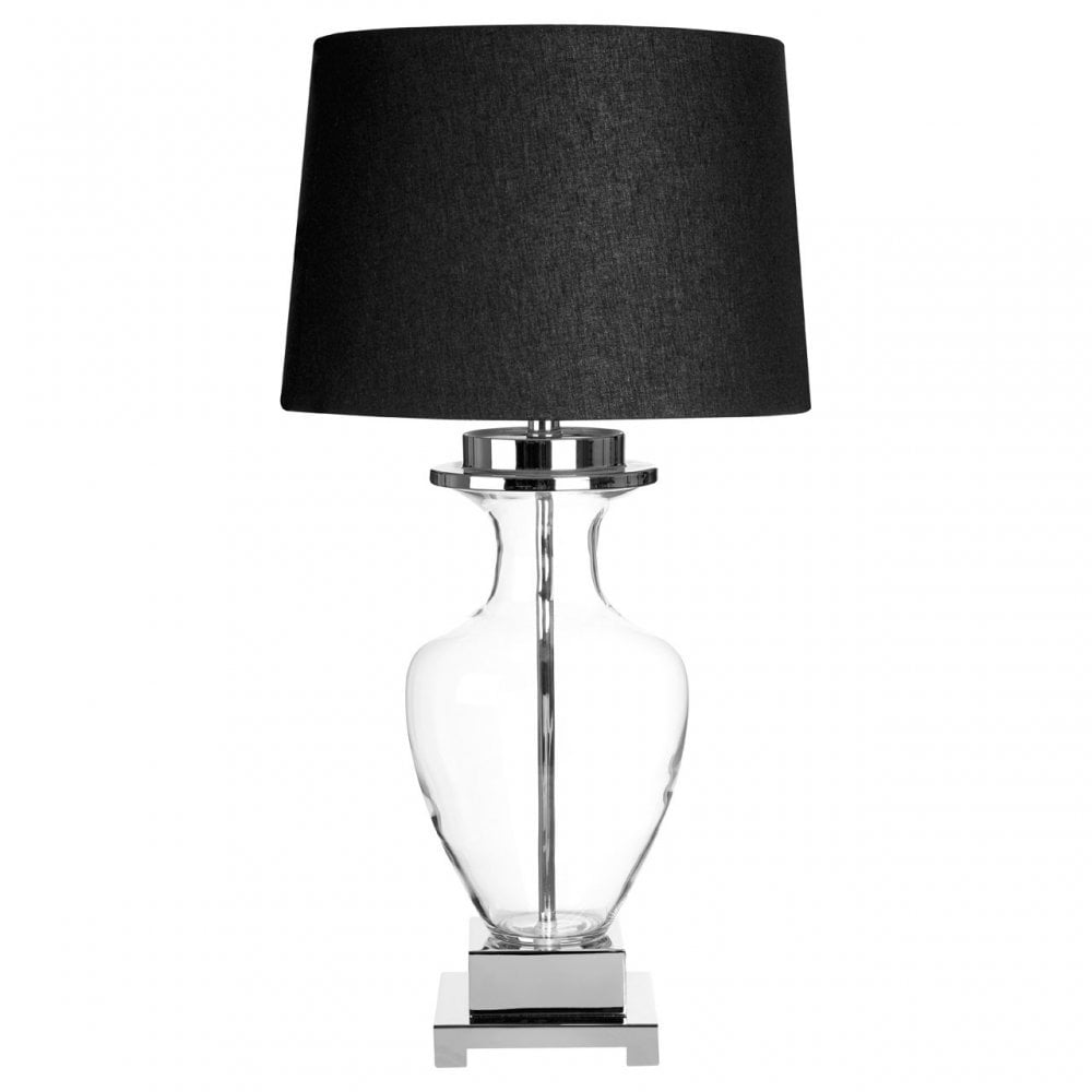 Arine Table Lamp, Glass, Linen, Clear