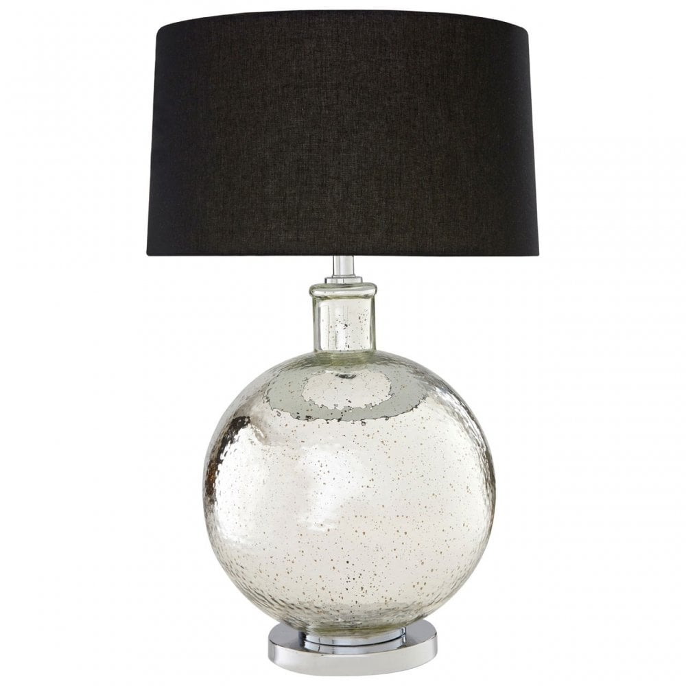 Aysel Table Lamp, Glass, Linen, Silver