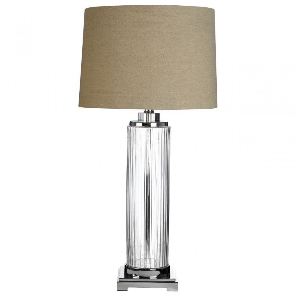 Alona Table Lamp, Crystal, Glass, Linen, Clear