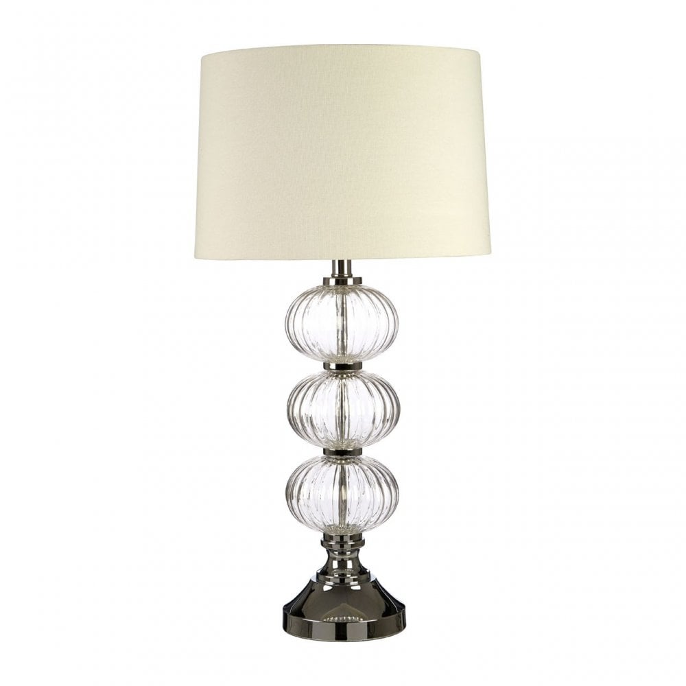 Argi Table Lamp, Glass, Linen, Clear