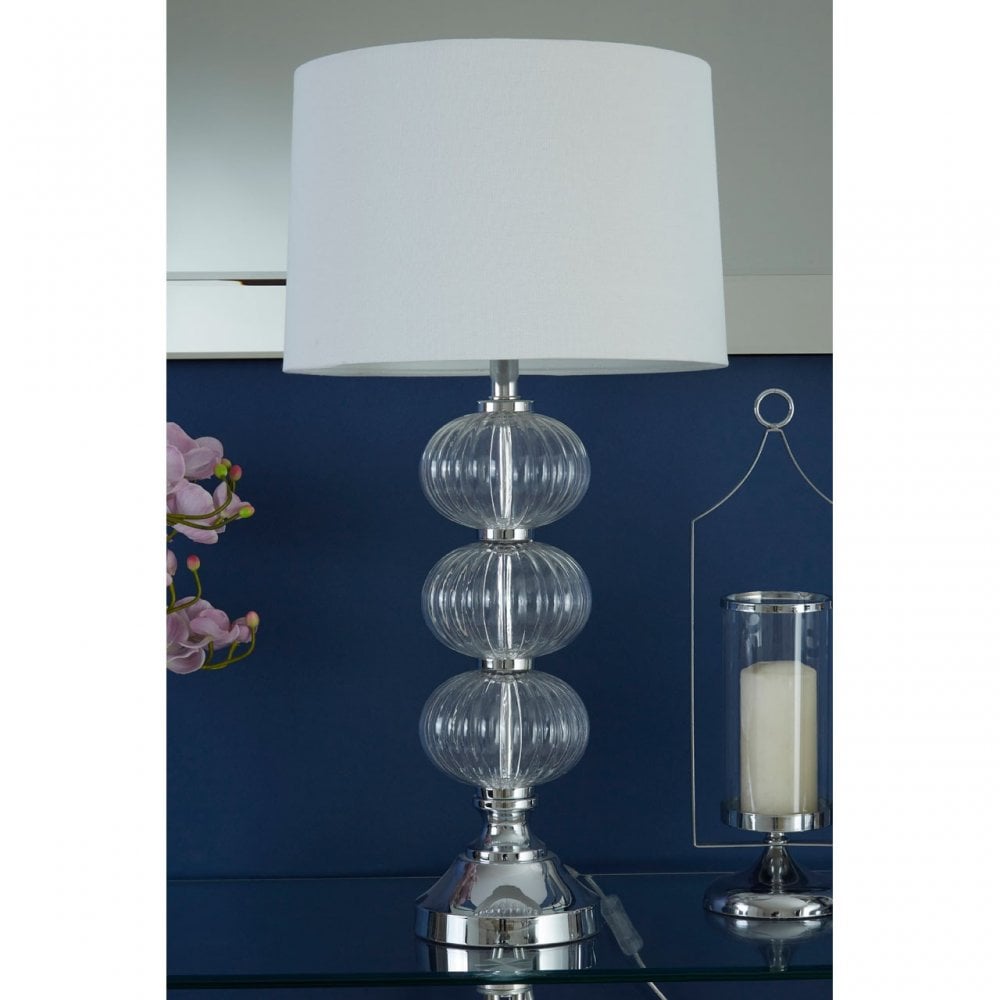 Argi Table Lamp, Glass, Linen, Clear